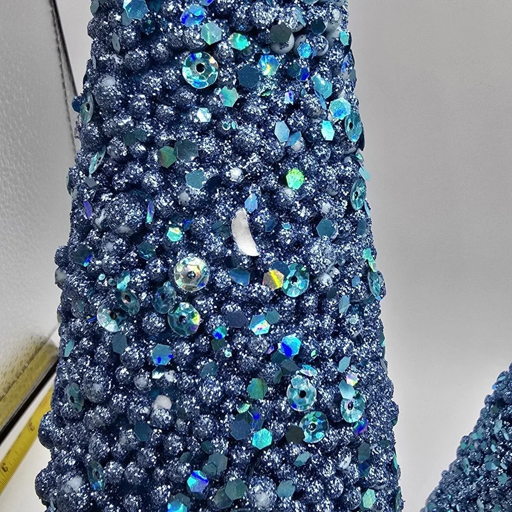 Vtg Gold Silver‎ Red Blue Cardboard Cone Christmas Trees 9